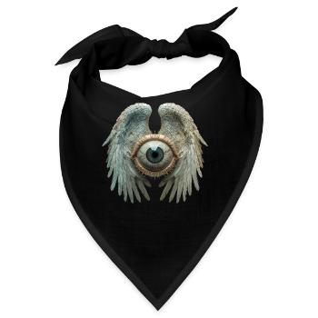 Weirdcore Ästhetisch Menschlicher Augapfel Flügel - Bandana - Schwarz - Vorne