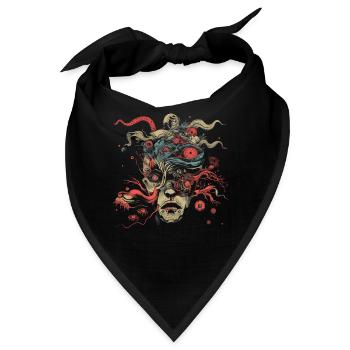 Weirdcore Ästhetik Weird Face Augäpfel Dreamcore - Bandana - Schwarz - Vorne