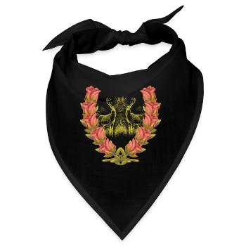 Hirsch Geweih Rotwild Rosen Hirsch Hirsche Rehbock - Bandana - Schwarz - Vorne