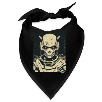 Super Humanoider Totenkopf Schädel Androide Mecha - Bandana - Schwarz - Vorne