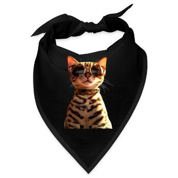 Bengal Katze Leopard Cat Leopardette Bengal Katzen - Bandana - Schwarz - Vorne