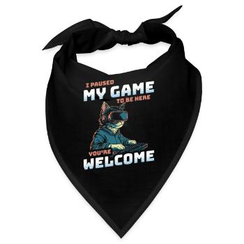 I just paused my game to be here - Katze am Zocken - Bandana - Schwarz - Vorne