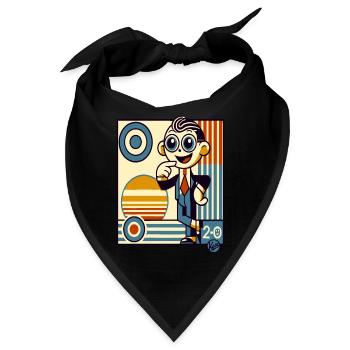 Retro Cartoon Gentleman im Stil der 20er Deco-Art - Bandana - Schwarz - Vorne