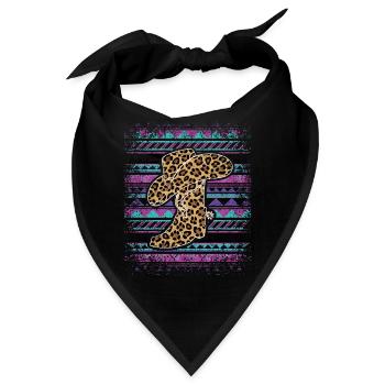Serape Westlicher mexikanischer Kaktus Leopard Landkuh - Bandana - Schwarz - Vorne
