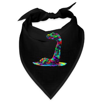 Nessie Plesiosaurier Loch Ness Monster Popart - Bandana - Schwarz - Vorne