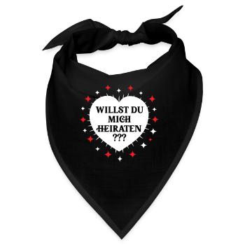 Antrag Verlobung Heiratsantrag Willst Du Heiraten - Bandana - Schwarz - Vorne