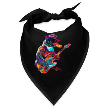 Schnabeltier Säugetier Gitarre Cowboyhut Popart - Bandana - Schwarz - Vorne