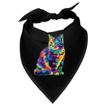 Tabby Katze Orange Katze Popart - Bandana - Schwarz - Vorne