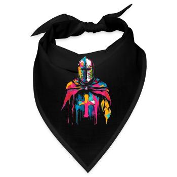 Templer Ritter Kreuz Popart - Bandana - Schwarz - Vorne