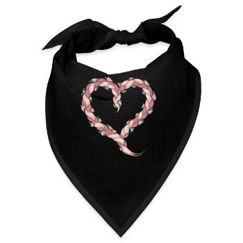 Zopf Herz Zopfmuster Floral - Bandana - Schwarz - Vorne