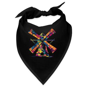 Windmühle Windkraft Windenergie Turbine Popart - Bandana - Schwarz - Vorne