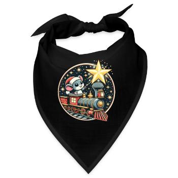 Weihnachten Modelleisenbahn Maus Stern Kinder Süß - Bandana - Schwarz - Vorne