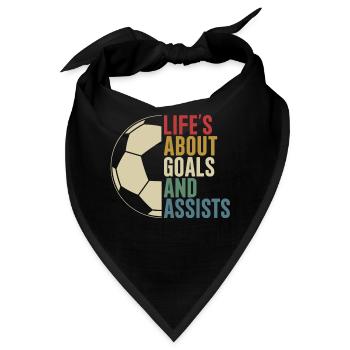 Life's About Goals And Assists Retro Fußball - Bandana - Schwarz - Vorne