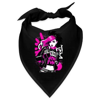 Urban Punk Straßenkunst mit neonpinken Akzenten - Bandana - Schwarz - Vorne