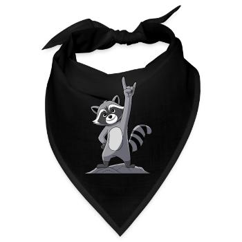 Rock On Waschbär Mit Coolen Gesten - Bandana - Schwarz - Vorne