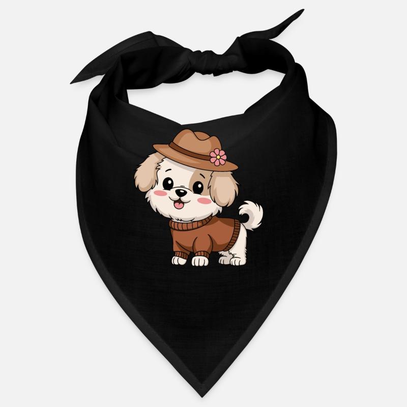 Niedlicher Hund mit Hut und Pullover Bandana