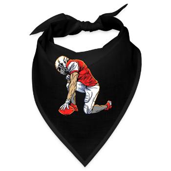 Rugby Fußballer Kniender Fußball - Bandana - Schwarz - Vorne