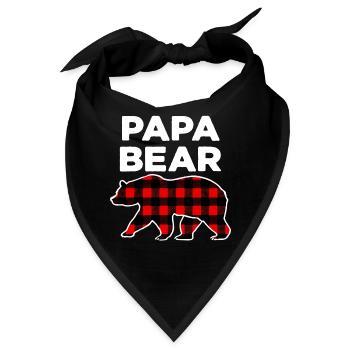 Papa Dad Bear Buffalo Plaid Family Matching Xmas - Bandana - Schwarz - Vorne