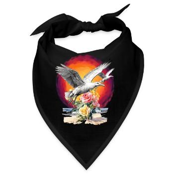 Möwe Möwen Maritim Blumen See Anlässe - Bandana - Schwarz - Vorne