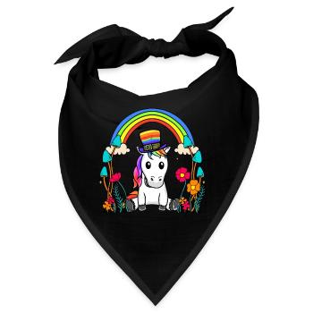 LGBT Regenbogen Einhorn Regenbogenfahne - Bandana - Schwarz - Vorne