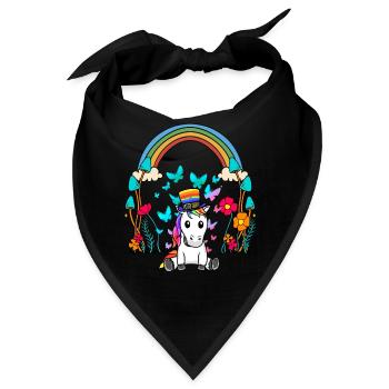 LGBT Regenbogen Regenbogenfahne Einhorn - Bandana - Schwarz - Vorne
