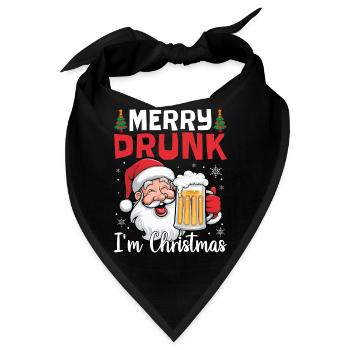 Merry Drunk I'm Christmas Spirit Wine Beer - Bandana - Schwarz - Vorne