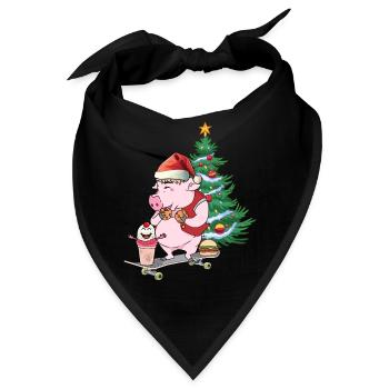 Schwein Bescherung Nikolaus Weihnachten Skater - Bandana - Schwarz - Vorne