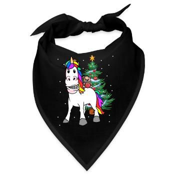 Weihnachten Kind Kinder Bescherung Einhorn Teddy - Bandana - Schwarz - Vorne