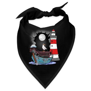 maritim Seepferd Boot Leuchtturm Möwe Kinder - Bandana - Schwarz - Vorne