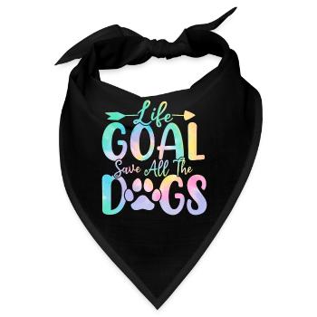 Lebensziel Rette alle Hunde Tie Dye Lustiger Welpe - Bandana - Schwarz - Vorne