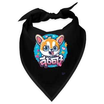 Japanischer kleiner Hund mit großen Augen - Bandana - Schwarz - Vorne