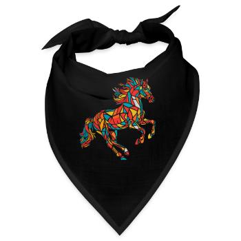 Buntes Geometrisches Bauernhoftier Grafik - Bandana - Schwarz - Vorne