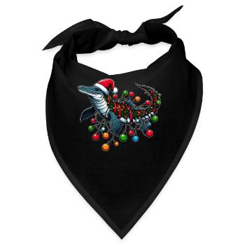 Mosasaurus Dinosaurier Weihnachtsmütze Xmas - Bandana - Schwarz - Vorne