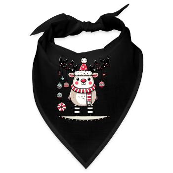 Niedliches Rentier Mit Weihnachtskugeln - Bandana - Schwarz - Vorne