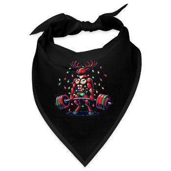 Weihnachtliches Muskeltraining Rentier Bodybuilder - Bandana - Schwarz - Vorne