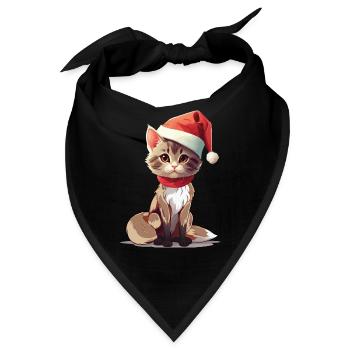 Katze Christmas Haustiere Haustier Weihnachten - Bandana - Schwarz - Vorne