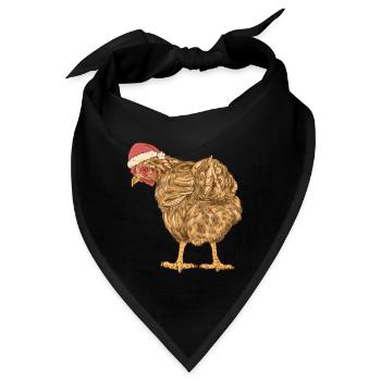 Huhn Nikolaus Henne Weihnachtsmann Federvieh Xmas - Bandana - Schwarz - Vorne