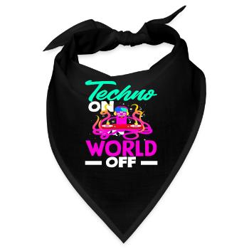 Techno Lover: Techno On World Off - Bandana - Schwarz - Vorne
