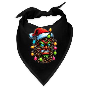Tiki Luau Hawaiian Hawaii Tiki Maske Weihnachtsmüt - Bandana - Schwarz - Vorne