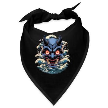 Japan Oni Maske Dämon Sad Aesthetic Edgy Streetwea - Bandana - Schwarz - Vorne