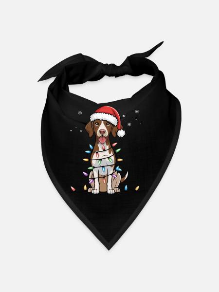 Allemand Pointer à poil court Noël lumières de Noël - Bandana - noir
