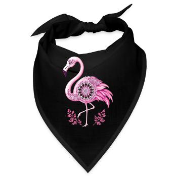 Mandala Flamingo Flamingo Wasservogel Flamingo - Bandana - Schwarz - Vorne