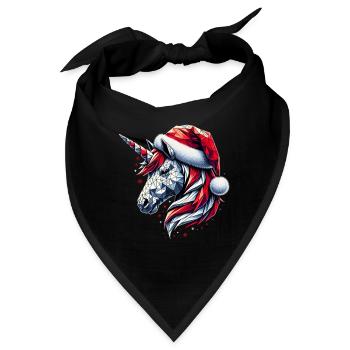 Polygon Kunst - Einhorn mit Weihnachtsmütze - Bandana - Schwarz - Vorne