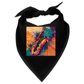 Saxophon - Bandana - Schwarz - Vorne