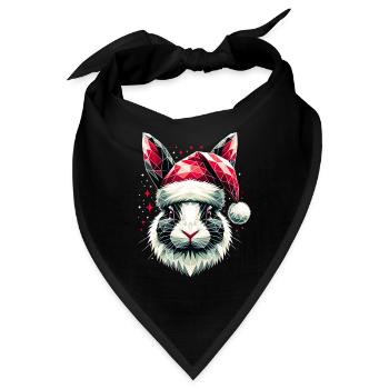 Polygon Kunst Hase trägt Weihnachtsmütze Original - Bandana - Schwarz - Vorne