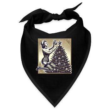 Retro Weihnachtliches Pin-Up Motiv - Bandana - Schwarz - Vorne