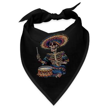 Mexikanisches Skelett Trommeln - Bandana - Schwarz - Vorne