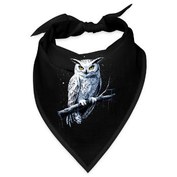 Eule Schleiereule Kauz Uhu Owl Süße Eulen - Bandana - Schwarz - Vorne