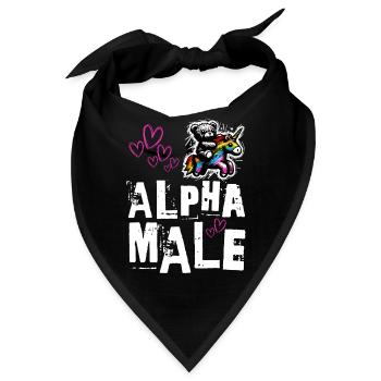 Alpha Einhorn - Süßer Teddy reitet auf Einhorn - Bandana - Schwarz - Vorne