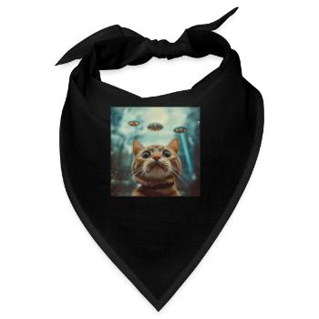 Katzen Selfie mit UFOs, seltsamer - Bandana - Schwarz - Vorne